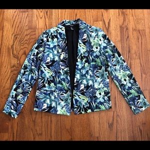 Forever 21 Blue Green Black Floral Leaf Blazer